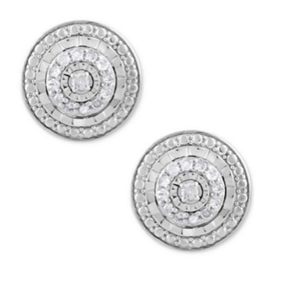 Diamond Multi-Halo Stud Earrings (1/10 ct. t.w.) in Sterling Silver - Picture 3 of 3